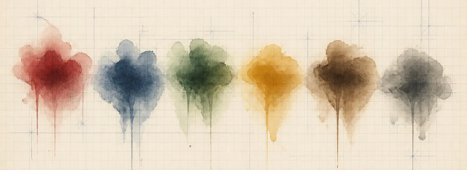 Paint dab artwork in the style of the Citadel Shade palette